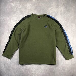 Vintage 90s Nike Olive Fleece Sweater with Nylon Sleeve Inserts L Size